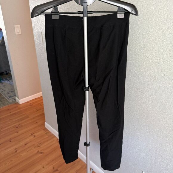 EILEEN FISHER BLACK WASHABLE STRETCH CREPE SLIM ANKLE PANTS W/ WIDE BAND SMALL - Picture 2 of 4